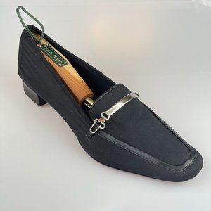 TALBOTS Shoes Women's Size US 8AA Black Leather Trim Fabric Loafer